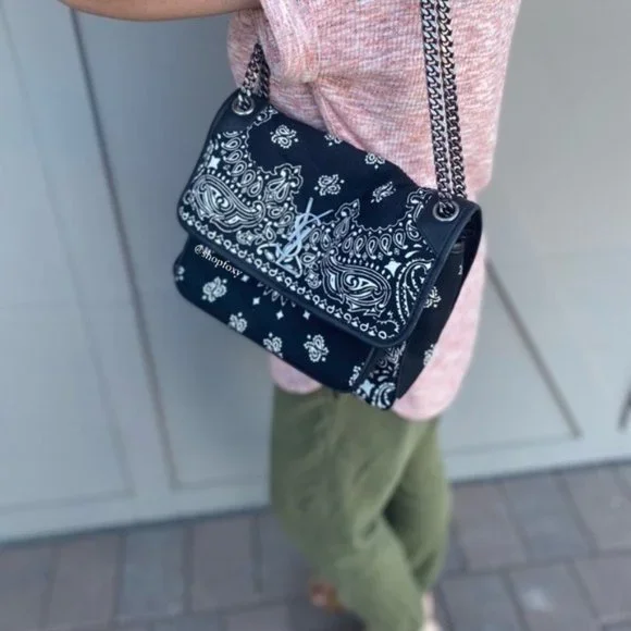 SOLD Saint Laurent YSL Medium Niki Chevron Quilted Bandana Bag - Picture 1 of 16